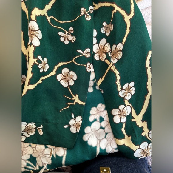 Woman’s Dark Green Floral Print Tunic by Warm - Large - Picture 3 of 5